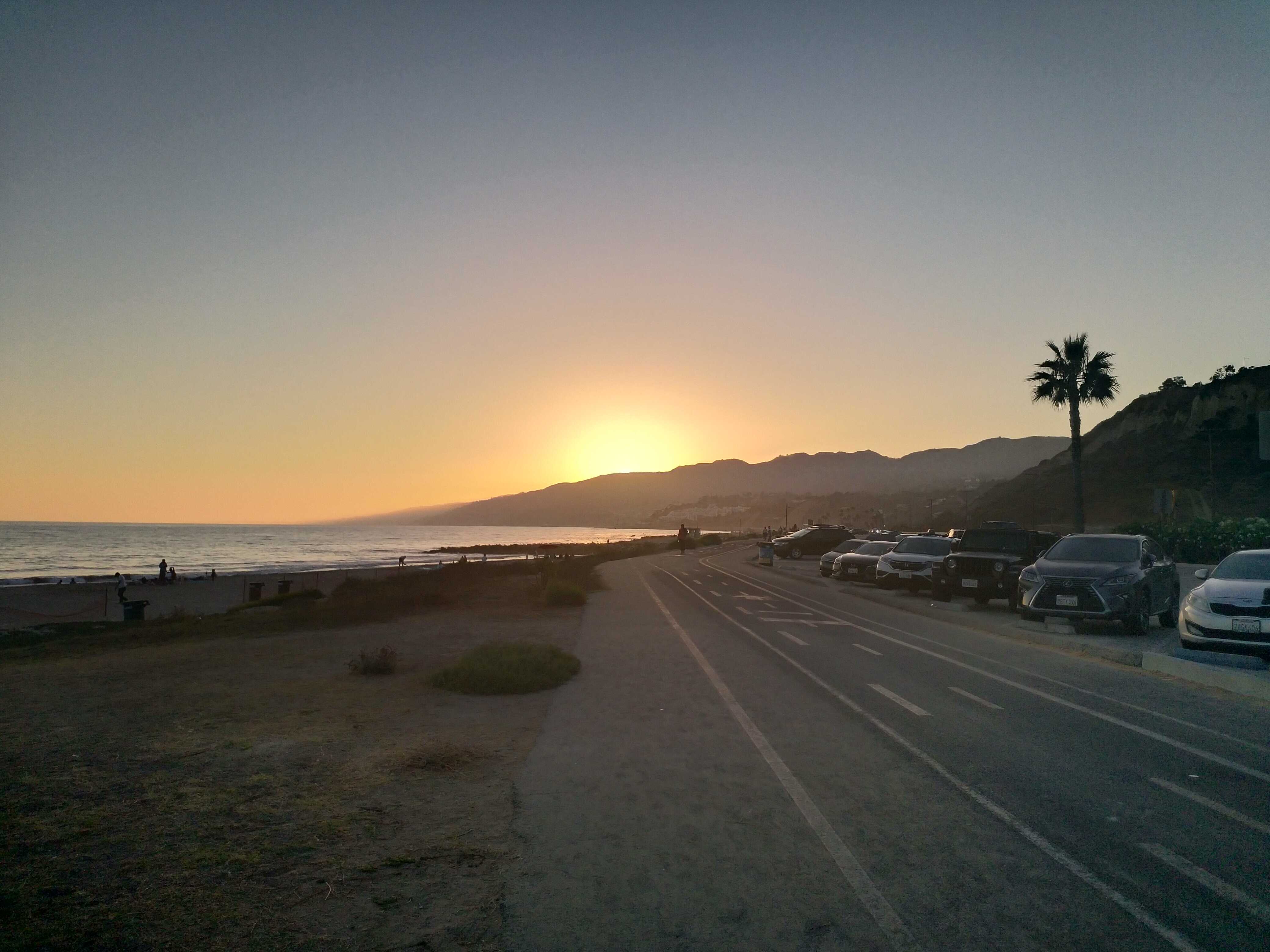 The setting sun as seen from the beach at Malibu.