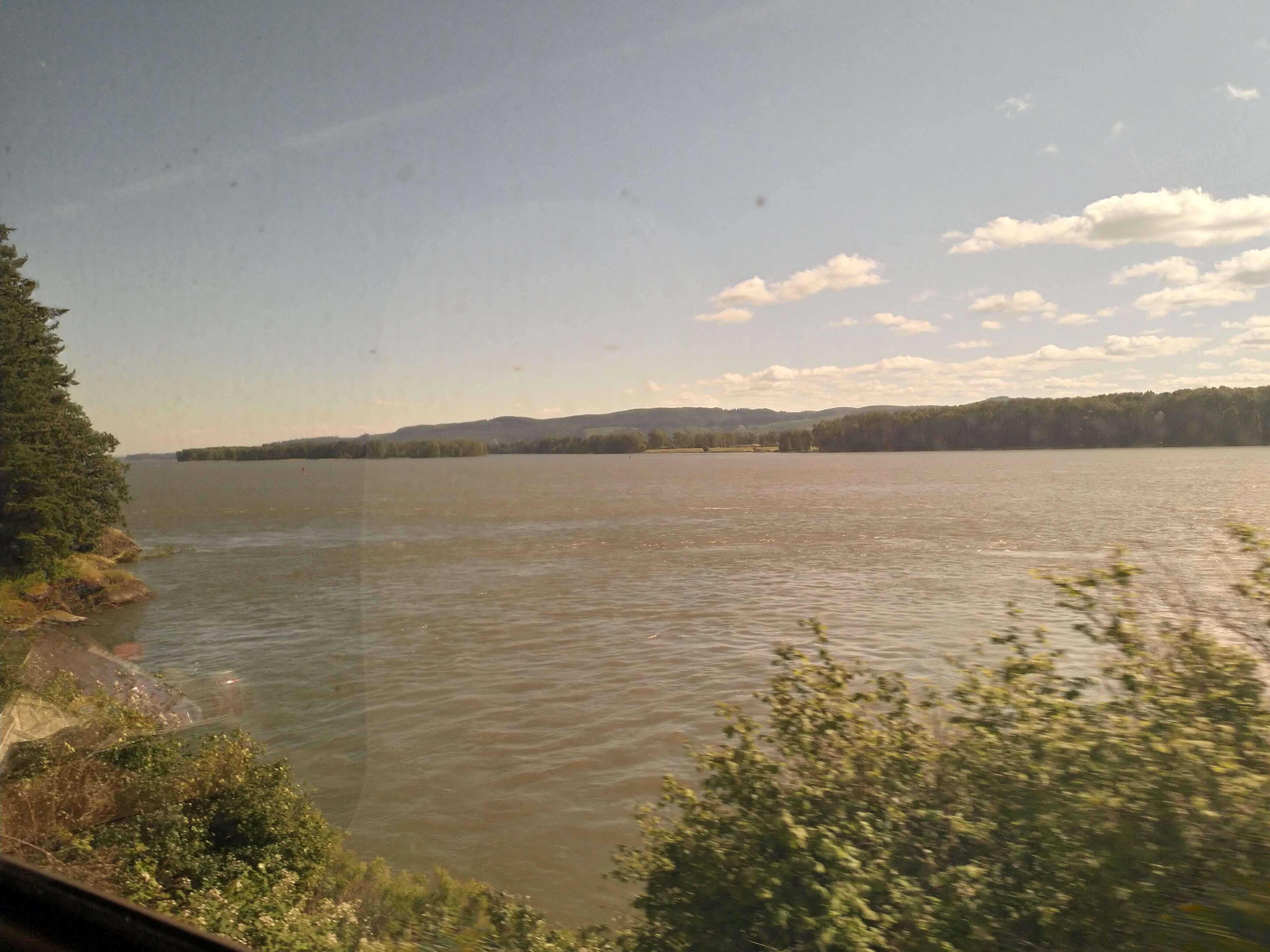 The view out of the window on the train between Seattle and Portland.